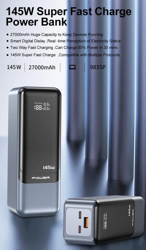 باور بنك شاحن متنقل اي كيو تاتش 26800 مللي أمبير 145 واط يدعم شحن اجهزة ماك بوك IQ Touch Fast Charger Laptop Power Bank