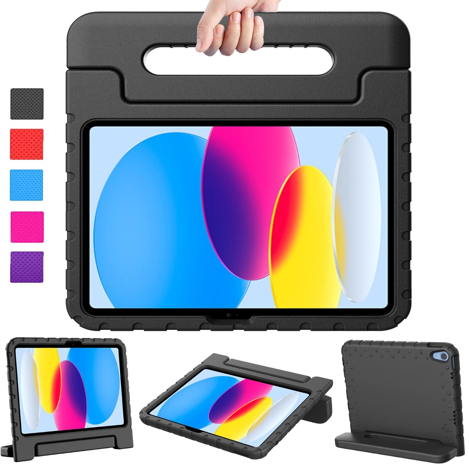 كفر ايباد للاطفال الجيل العاشر 10.9 بوصة مع حامل مدمج لون أسود من او اوزون O Ozone Kids Case for iPad 10th Generation 10.9 Case 2022