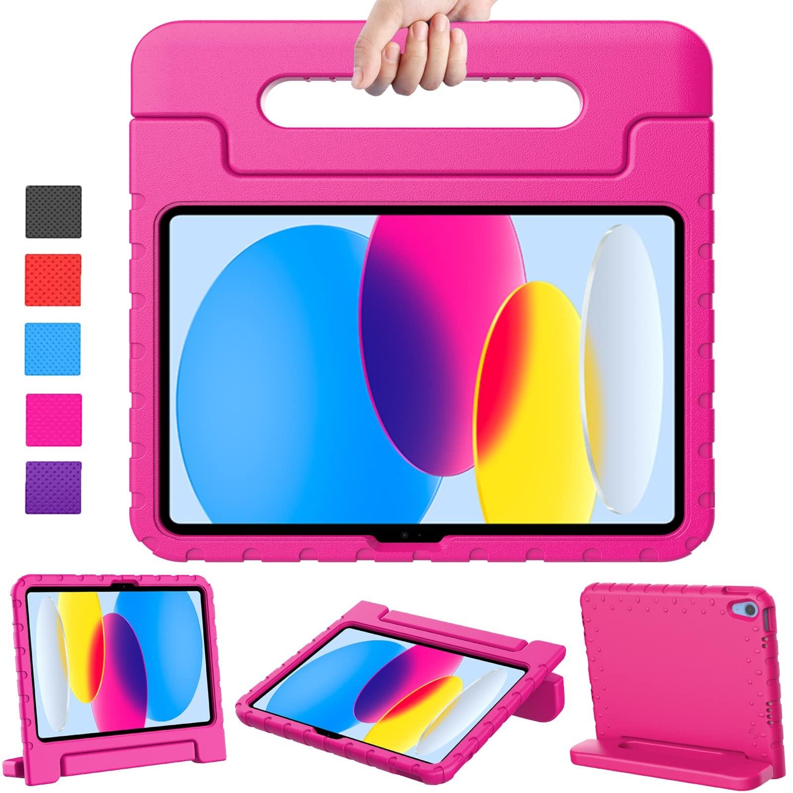 كفر ايباد للاطفال الجيل العاشر 10.9 بوصة مع حامل مدمج لون زهري من او اوزون O Ozone Kids Case for iPad 10th Generation 10.9 Case 2022