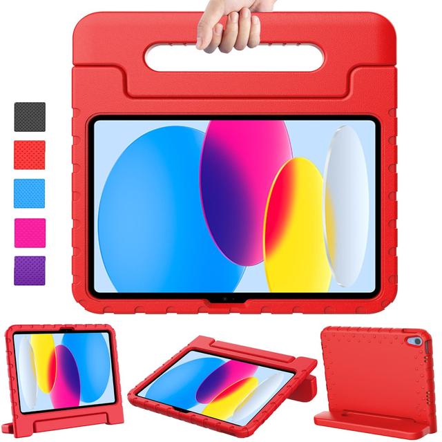 كفر ايباد للاطفال الجيل العاشر 10.9 بوصة مع حامل مدمج لون أحمر من او اوزون O Ozone Kids Case for iPad 10th Generation 10.9 2022