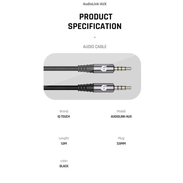سلك aux اي كيو تاتش 1 متر IQ Touch 3.5mm Nylon braided Aux Cable