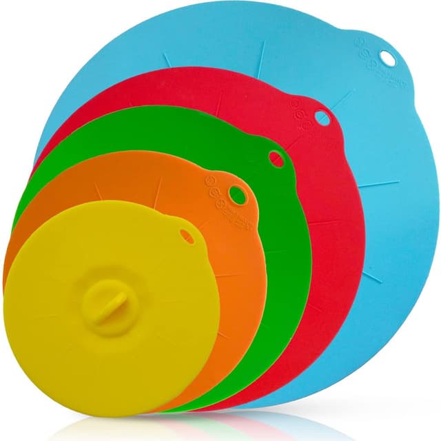 غطاء سيليكون للأطباق 5 قطع مقاومة للحرارة او اوزون O Ozone Reusable Silicone Suction Lids Heat Resistant Microwave Cover for Food Covers Lids for Cups