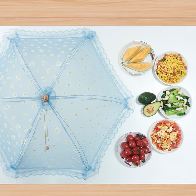 غطاء للطعام 80/70 سم لون أبيض من او اوزون O Ozone Pop Up Picnic Net Food Cover Tent Mesh Food