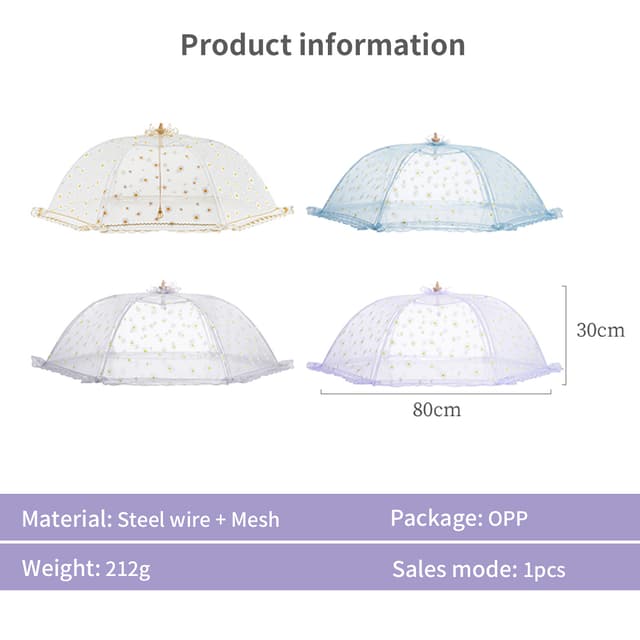 غطاء للطعام 80/70 سم لون أبيض من او اوزون O Ozone Pop Up Picnic Net Food Cover Tent Mesh Food