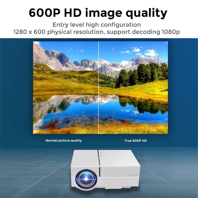 بروجكتر صغير بدقة 1080 بكسل 100 لومن لون أسود وأبيض من وونكت Wownect LED Projector - SW1hZ2U6MTc2MTkwMw==