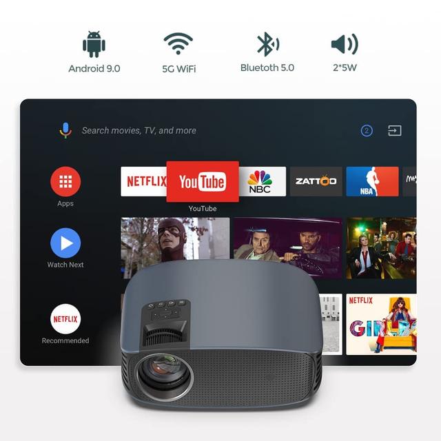 بروجكتر سمارت مع شاشة عرض 120 انش لون أسود من وونكت Wownect Android Projector - SW1hZ2U6MTc2MTkwOA==