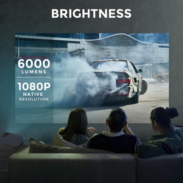 Wownect Android Projector with 120 Inch Projector Screen | Mobile Screen Mirroring Outdoor Projector with 200" Display | Android 9.0 TV Download Apps WiFi Bluetooth Home Theater Video Projector 4k - SW1hZ2U6MTc2MTkxMA==