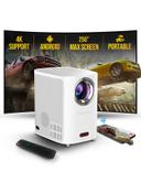 Wownect Smart Mini Android Projector 5500 Lumens with 150" Display |Built-in Dual Hi-Fi Speakers Supported 1080P (60FPS) Portable Projector 4K |Android 9.0 TV Download Apps Bluetooth WiFi Video Projector - 622134