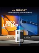 بروجكتر سمارت 5500 لومن بدقة 1080 بكسل مع شاشة عرض 150 بوصة لون أبيض من وونكت Wownect Smart Mini Android Projector