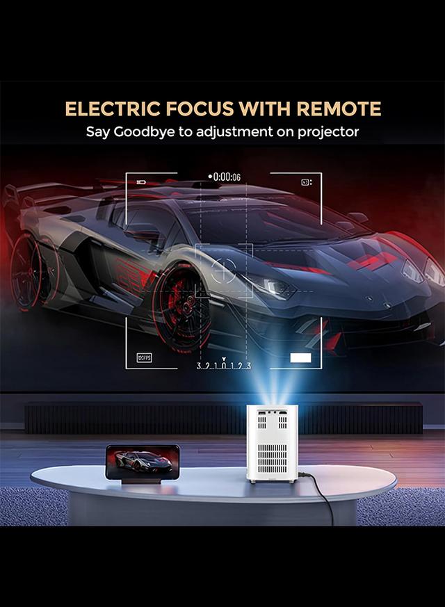 بروجكتر سمارت 5500 لومن بدقة 1080 بكسل مع شاشة عرض 150 بوصة لون أبيض من وونكت Wownect Smart Mini Android Projector