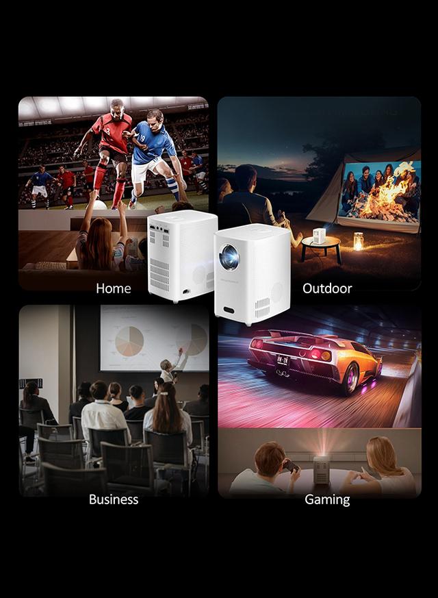 بروجكتر سمارت 5500 لومن بدقة 1080 بكسل مع شاشة عرض 150 بوصة لون أبيض من وونكت Wownect Smart Mini Android Projector