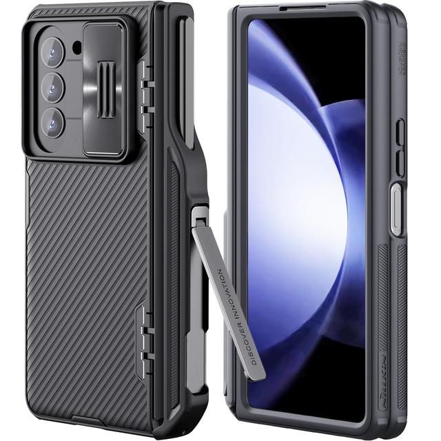 Nillkin Camshield Pro Cover for Samsung Galaxy Z Fold 5 Slim S Pen Case with Slide Camera Cover & Hinge Protection & Metal Kickstand & Wireless Charging, Thin and Slim Protective Phone Case - Black - SW1hZ2U6MTc2NDU3NQ==