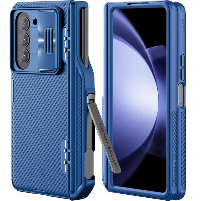 Nillkin Camshield Pro Cover for Samsung Galaxy Z Fold 5 Slim S Pen Case with Slide Camera Cover & Hinge Protection & Metal Kickstand & Wireless Charging, Thin and Slim Protective Phone Case - Blue - SW1hZ2U6MTc2NDU3Mg==