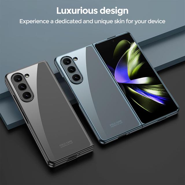 كفر جوال سامسونج جالاكسي زد فولد 5 (2023) أزرق بولي كربونات او اوزون O Ozone Compatible for Samsung Galaxy Z Fold 5 Case (2023) Slim Hard Electroplated Edge Cover - SW1hZ2U6MTc2MzU4OQ==