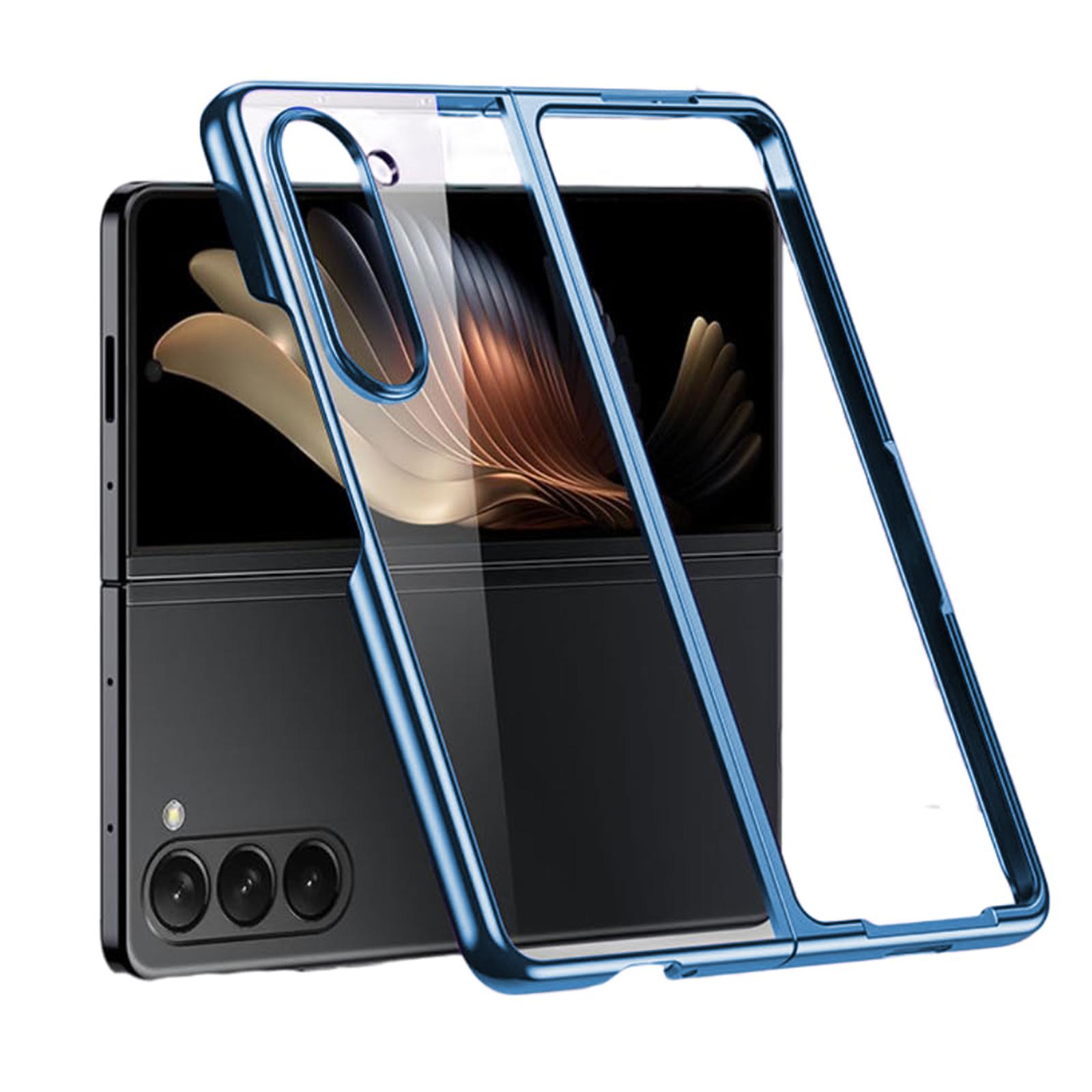 كفر جوال سامسونج جالاكسي زد فولد 5 (2023) أزرق بولي كربونات او اوزون O Ozone Compatible for Samsung Galaxy Z Fold 5 Case (2023) Slim Hard Electroplated Edge Cover