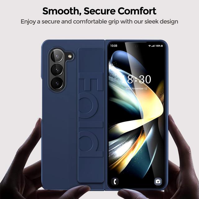 كفر جوال سامسونج جالاكسي زد فولد 5 مع حزام يد أزرق غامق بولي كربونات او اوزون O Ozone Case Compatible With Samsung Galaxy Z Fold 5 Cover with Hand Strap - SW1hZ2U6MTc2Mzk2Mw==