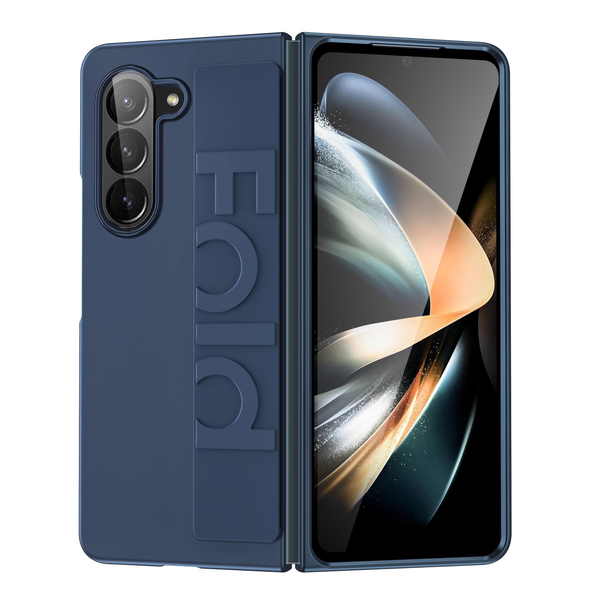 كفر جوال سامسونج جالاكسي زد فولد 5 مع حزام يد أزرق غامق بولي كربونات او اوزون O Ozone Case Compatible With Samsung Galaxy Z Fold 5 Cover with Hand Strap