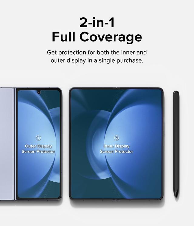 Ringke [1+1 ] Dual Easy Film Compatible with Samsung Galaxy Z Fold 5 Screen Protector, Premium Full Cover Film Easy Application Case Friendly Screen Protector - SW1hZ2U6MTc2MjYyMg==