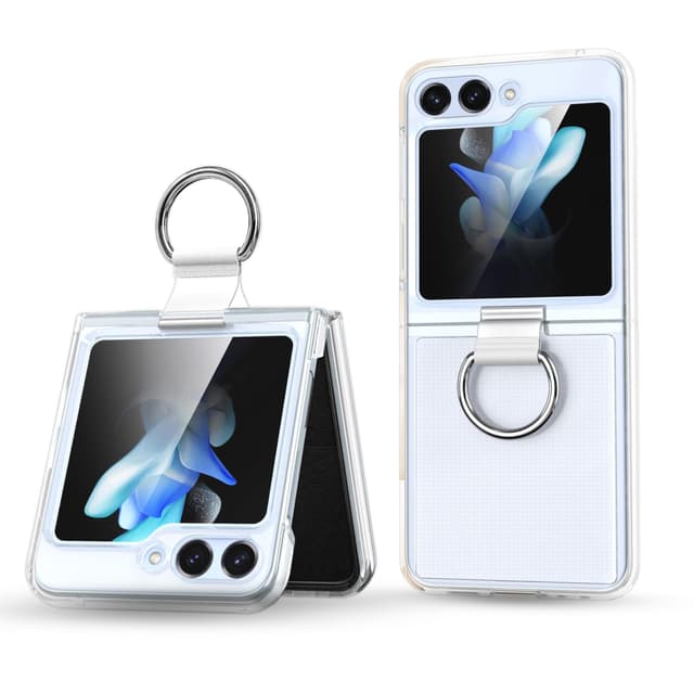 كفر جوال سامسونج جالاكسي زد فليب 5 مع تعليقة جوال شفاف بولي كربونات او اوزون O Ozone Clear Case for Samsung Galaxy Z Flip 5 Cover with Ring Holder