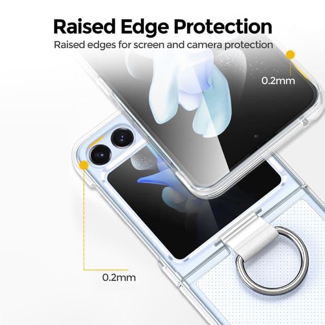 كفر جوال سامسونج جالاكسي زد فليب 5 مع تعليقة جوال شفاف بولي كربونات او اوزون O Ozone Clear Case for Samsung Galaxy Z Flip 5 Cover with Ring Holder