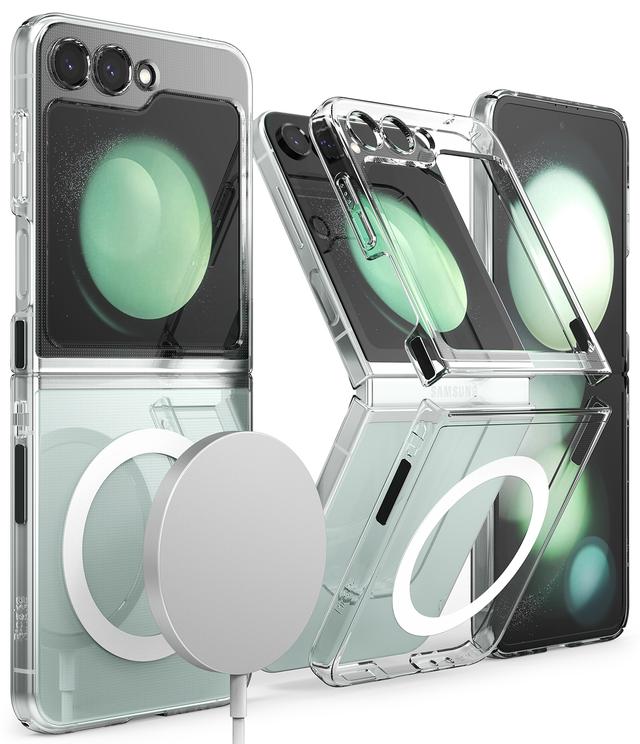 Ringke Slim Magnetic [Compatible with MagSafe] Compatible with Samsung Galaxy Z Flip 5 Case , Non-Yellowing Transparent Hard PC Thin Premium PC Lightweight Protective Phone Cover- Clear