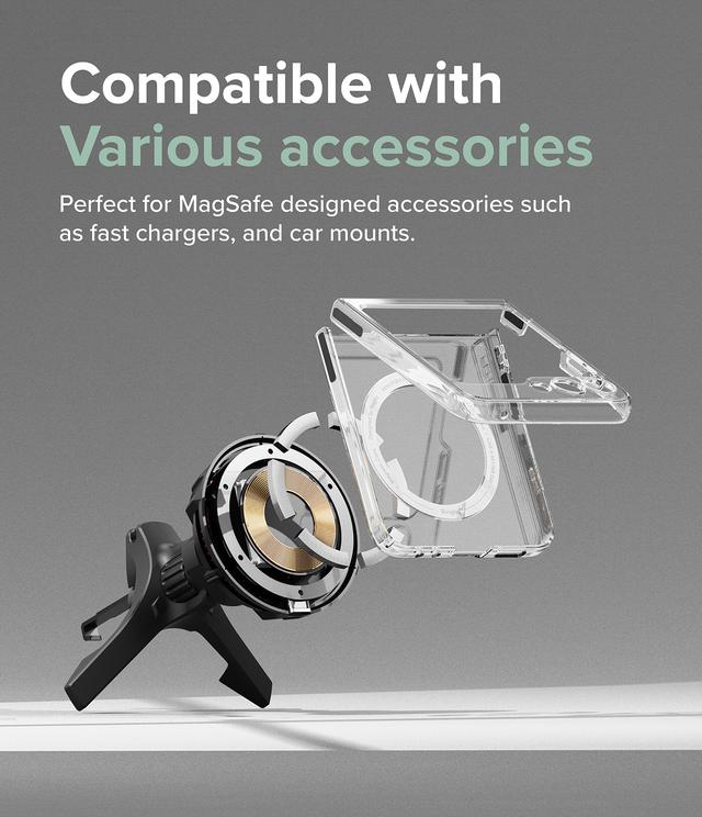 Ringke Slim Magnetic [Compatible with MagSafe] Compatible with Samsung Galaxy Z Flip 5 Case , Non-Yellowing Transparent Hard PC Thin Premium PC Lightweight Protective Phone Cover- Clear