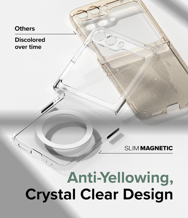 Ringke Slim Magnetic [Compatible with MagSafe] Compatible with Samsung Galaxy Z Flip 5 Case , Non-Yellowing Transparent Hard PC Thin Premium PC Lightweight Protective Phone Cover- Clear