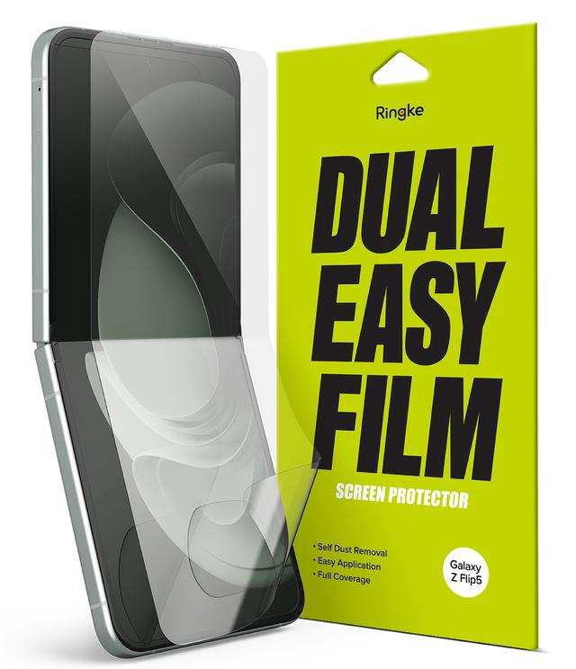Ringke [2 Pack] Dual Easy Film Compatible with Samsung Galaxy Z Flip 5 Screen Protector, Premium Full Cover Film Easy Application Case Friendly Screen Protector - SW1hZ2U6MTc2MjU1Mg==