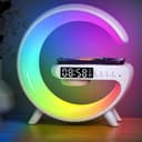 مصباح ليد بإضاءة RGB وشاحن لاسلكي وساعة ومكبر صوت لون أبيض من او اوزون O Ozone Wireless Charger Atmosphere Lamp