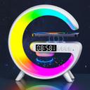 O Ozone Wireless Charger Atmosphere Lamp | G Shape Light Up Wireless Speaker|Portable LED Bluetooth Speaker Night Light Touch Lamp Alarm Clock with Music Sync, App Control for Bedroom Home Decor-White - SW1hZ2U6MTc2MjY1MA==