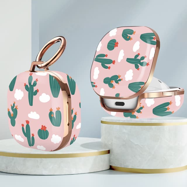 جراب سماعات سامسونج مع سلسلة مفاتيح زهري بولي كربونات او اوزون O Ozone Case for Samsung Galaxy Buds