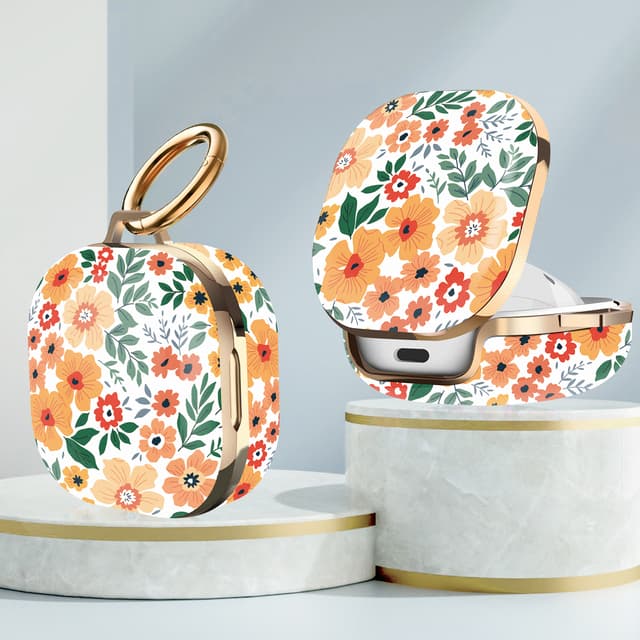 جراب سماعات سامسونج مع سلسلة مفاتيح أبيض كربونات او اوزون O Ozone Case for Samsung Galaxy Buds