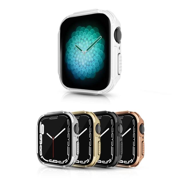 O Ozone Electroplated Case with Built in Screen Protector Compatible with Apple Watch Series 8 41mm (Pack of 5) Protective cover 360 Protection Shockproof Design for iWatch Series 8/7/6/5/4/3/2/1/SE - Silver/Black/White/Champagne Gold/Rose Gold - SW1hZ2U6MTc2MzQ3Ng==