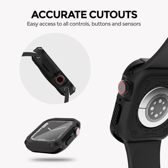 كفر حماية لساعة ابل 8 مع شاشة حماية 41 مم عدد 6 بألوان شفاف أسود وردي أزرق أخضر ورمادي من او اوزون O Ozone Rugged Cover Series Compatible with Apple Watch Series 8 Case