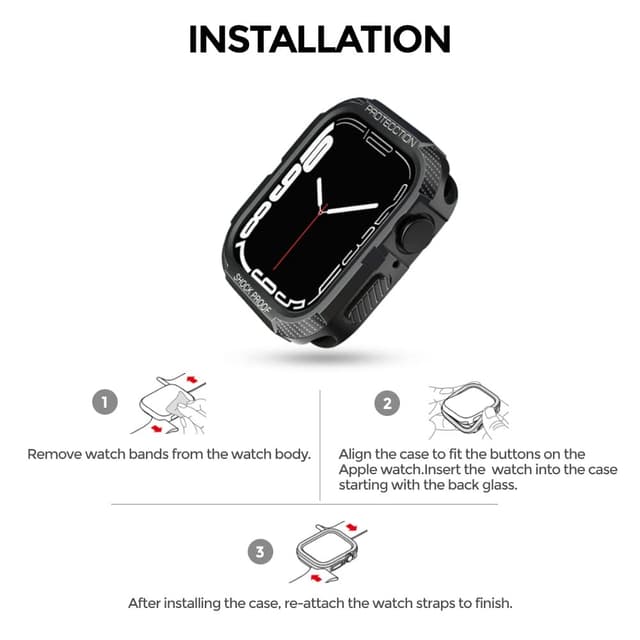 كفر حماية لساعة ابل 8 مع شاشة حماية 41 مم عدد 6 بألوان شفاف أسود وردي أزرق أخضر ورمادي من او اوزون O Ozone Rugged Cover Series Compatible with Apple Watch Series 8 Case