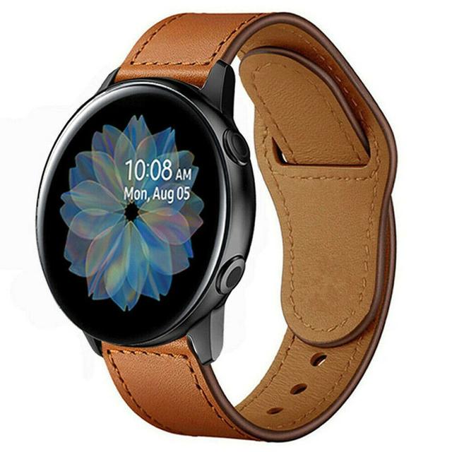 O Ozone Leather Strap for Samsung Galaxy Watch 4 40mm 44mm/Galaxy Watch 4 Classic/Active 2 40mm 44mm/Galaxy Watch 3 41mm Bands, 20mm Genuine Leather Replacement Wristband Strap For Men Women-Brown - SW1hZ2U6MTc2MzMzNw==