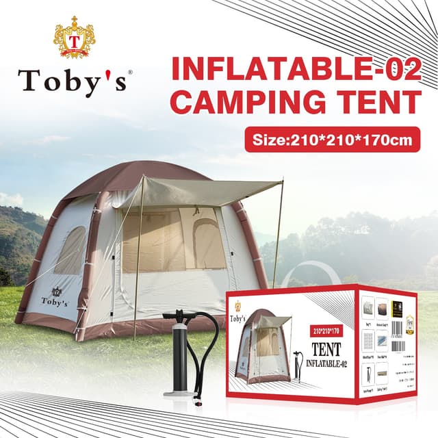 Toby's Inflatable-02 Camping Tent with Pump 2-4 Persons