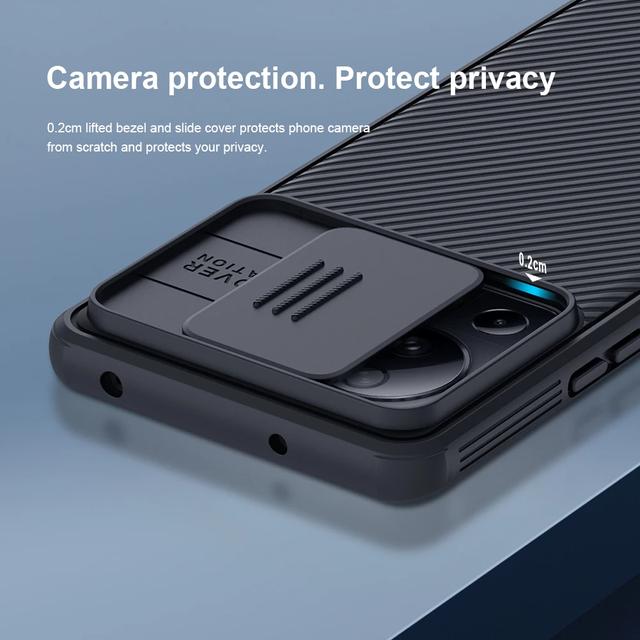 كفر شاومي 13 لايت / سيفي 2 أسود مع غطاء كاميرا بولي كربونات نيلكين Nillkin Camshield Pro Cover for Xiaomi 13 Lite / Civi 2 Case with Sliding Camera Cover - SW1hZ2U6MTc2NDU0NA==