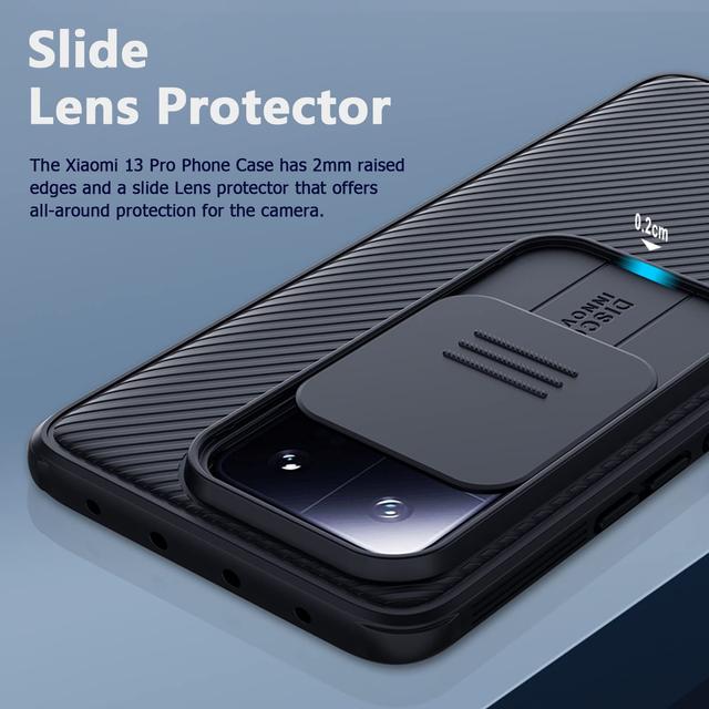 Nillkin Camshield Pro Cover for Xiaomi 13 Pro Case with Sliding Camera Cover [Upgraded Lens Protection] [Hard PC+TPU Bumper], Slim Shockproof Protective Phone Case - Blue - SW1hZ2U6MTc2NDUzMA==