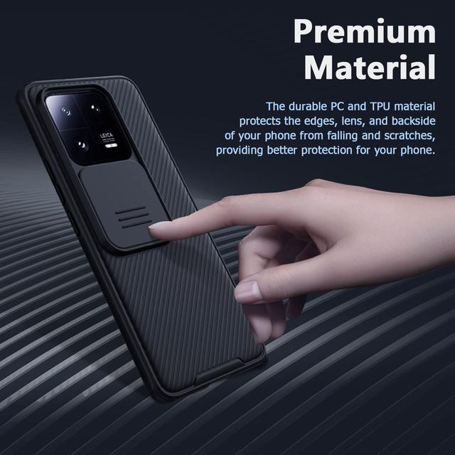 كفر شاومي 13 برو أسود مع غطاء كاميرا بولي كربونات نيلكين Nillkin Camshield Pro Cover for Xiaomi 13 Pro Case with Sliding Camera Cover - 355243