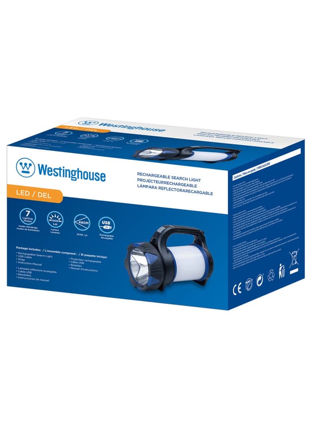 كشاف يدوي خارجي للرحلات قابل لإعادة الشحن 1000 لومن 4800 مللي أمبير Westinghouse WF225 Multifunctional Rechargeable LED Work Light