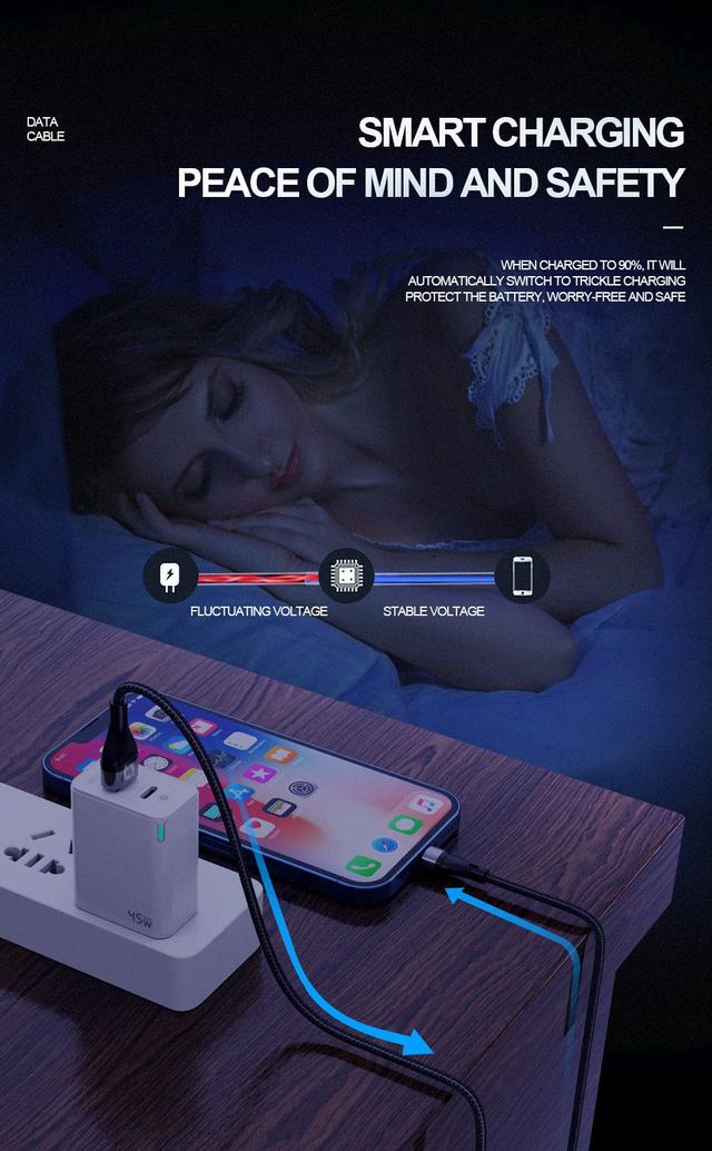 كيبل ايفون اي كيو تاتش 1 متر IQ Touch Lightening Braided Aluminium Cable