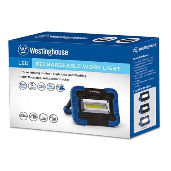 كشاف ليد خارجي للرحلات صغير لاسلكي 750 لومن 4000 مللي أمبير Westinghouse WF57 Rechargeable Work Light with 10W COB LED