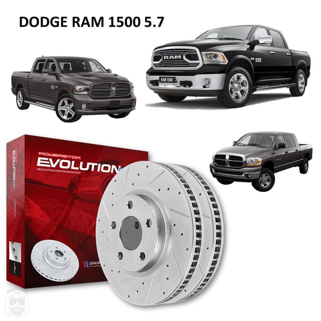 Dodge RAM 1500 2006 to 2023 Drilled and Slotted Brake Disc Rotors by
