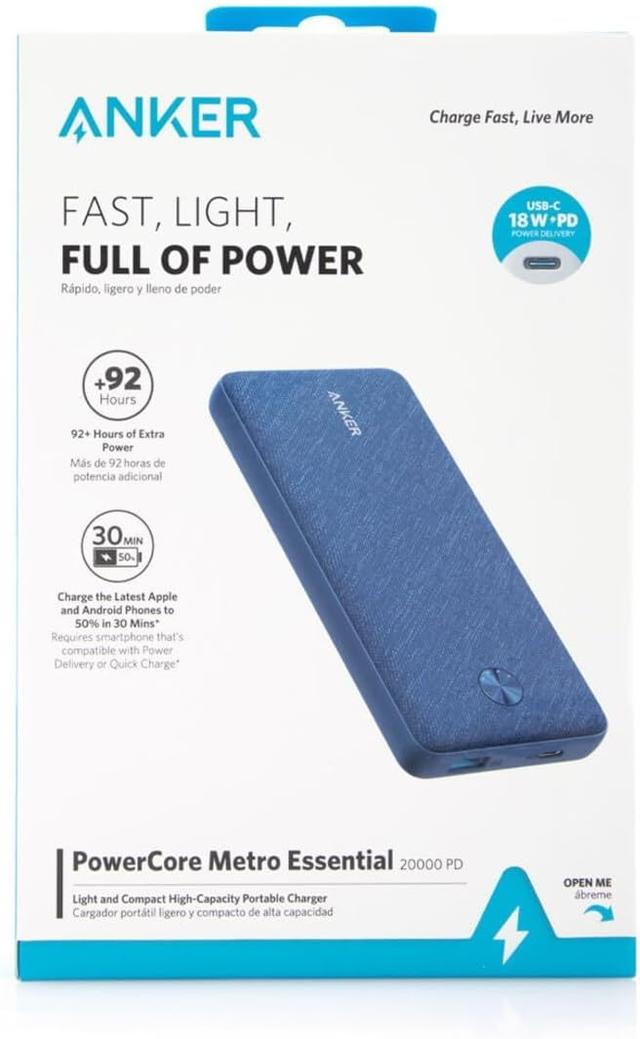 شاحن متنقل باور بانك انكر 20000 مللي أمبير 20 واط Anker Powercore Metro Essential Power Bank - SW1hZ2U6MTg2OTI2Ng==