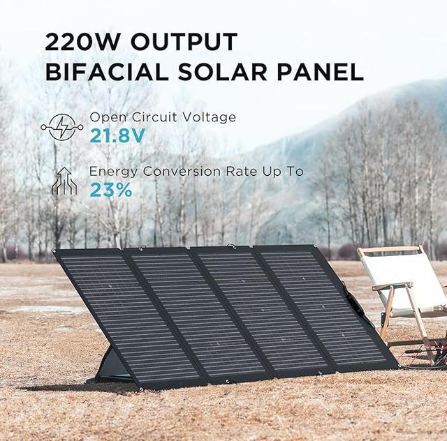 لوح شمسي قابل للطي 220 واط لبطارية ايكوفلو المتنقلة للرحلات EcoFlow Portable Foldable Solar Panel - SW1hZ2U6MTg3Njg5Ng==