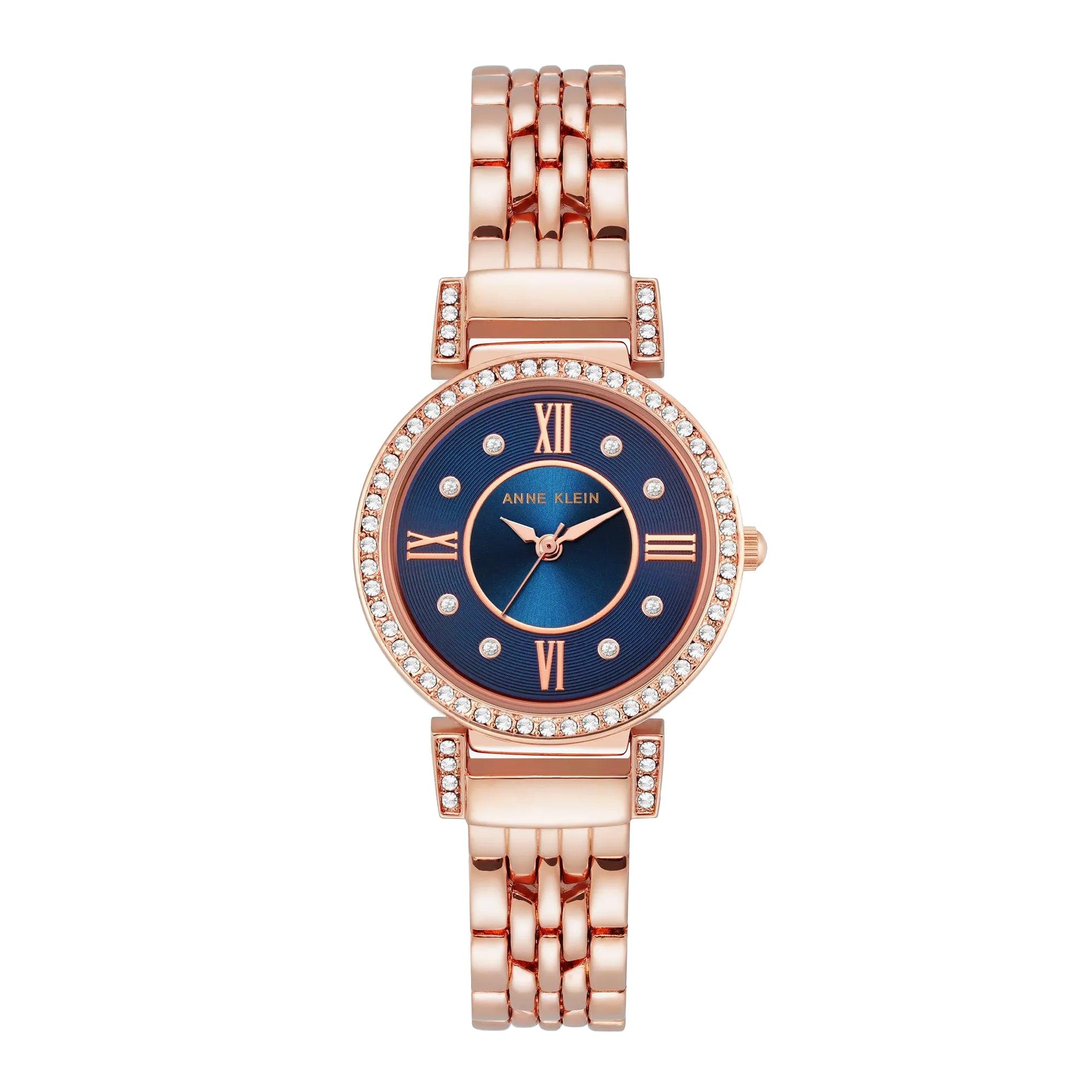 ساعة يد نسائية مقاس 31 ملم باللون الذهبي الوردي آن كلاين Anne Klein Swarovski Crystals Ladies Quartz Watch 2928nvrg