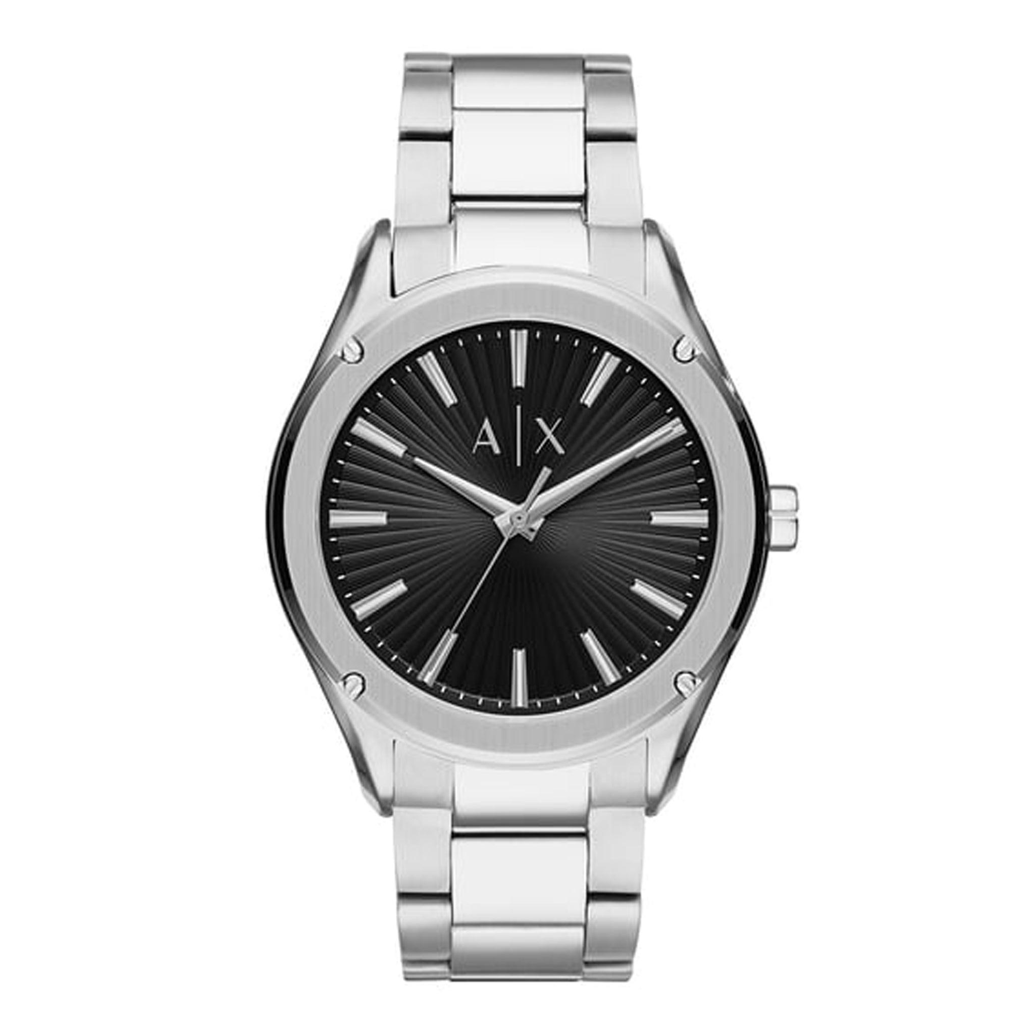 ساعة أرماني اكستشينج للرجال بمينا اسود وحزام من الستانلس ستيل Armani Exchange Men's Analog Black Dial Stainless Steel Watch Ax2800