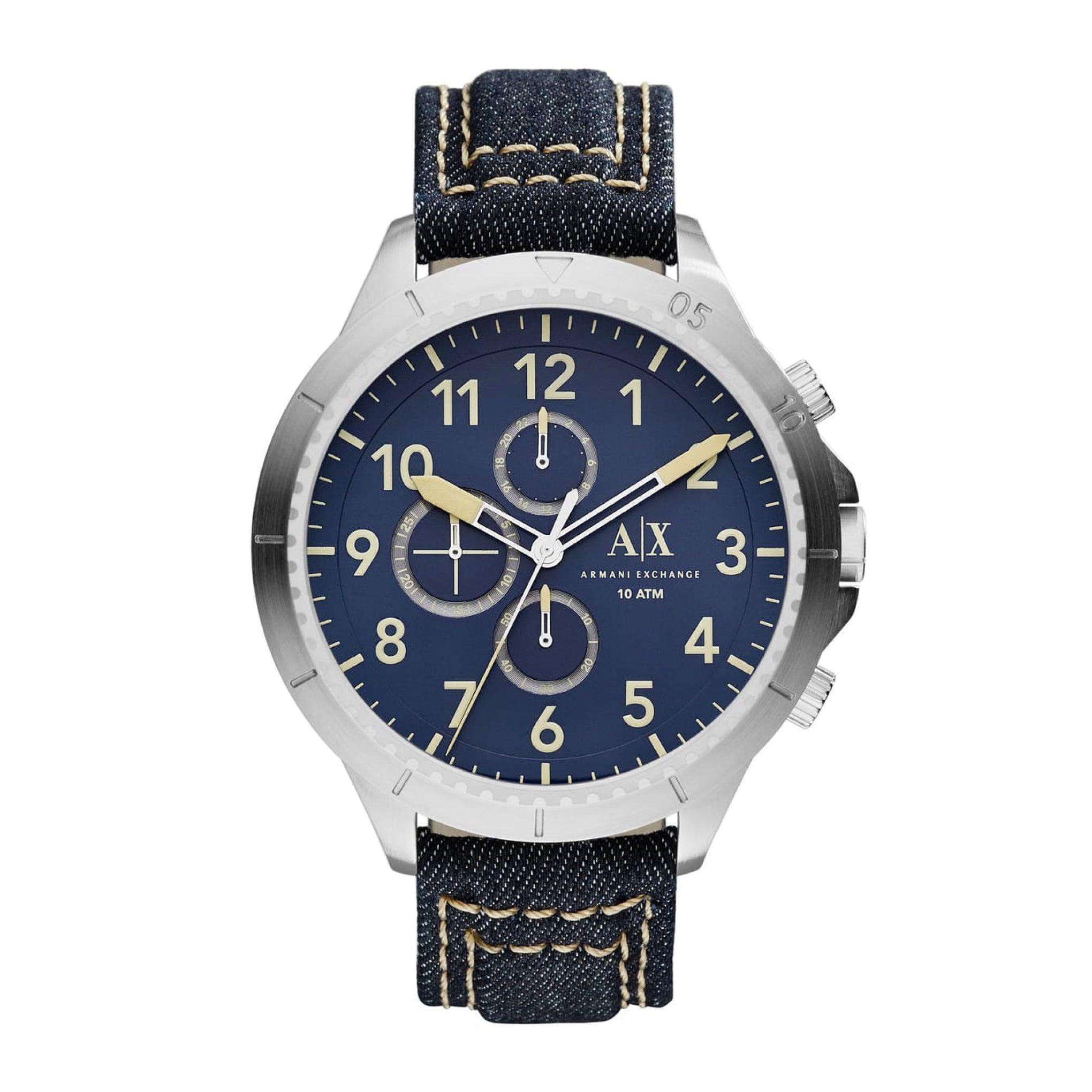 ساعة يد رجالية أرماني Armani Exchange Men's Blue Jeans Band Watch Ax1756