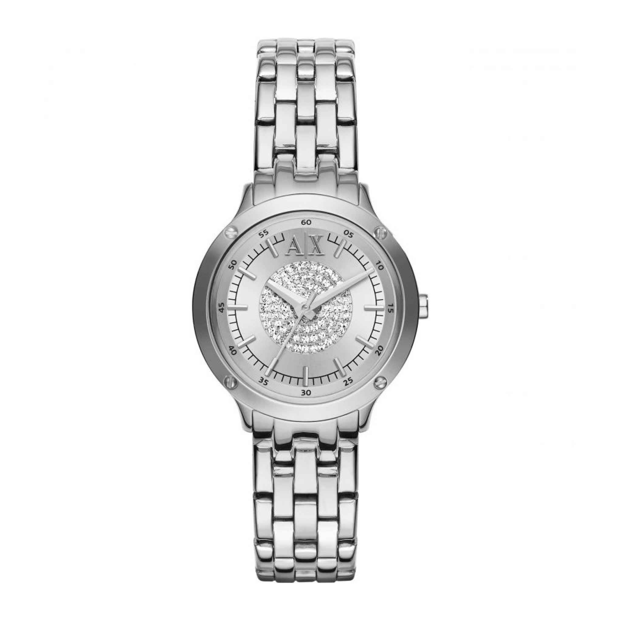 ساعة يد نسائية مقاس 30 ملم باللون الفضي أرماني Armani Exchange Women's Capistrano Silver Stainless Steel Watch Ax5415